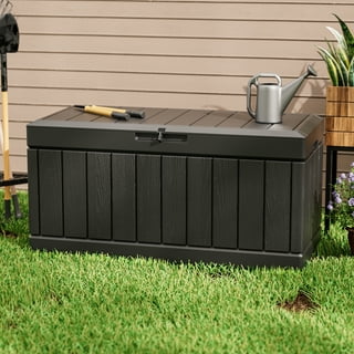 Rubbermaid Mini Resin Weather Resistant Outdoor Garden Storage Deck Box,  Mocha