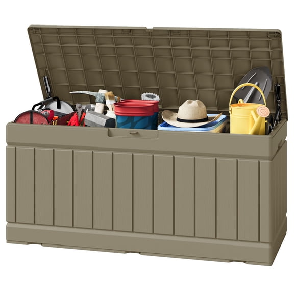 Homall 82 Gallon Outdoor Storage in Resin Deck Box Lockable Deck Box, Beige