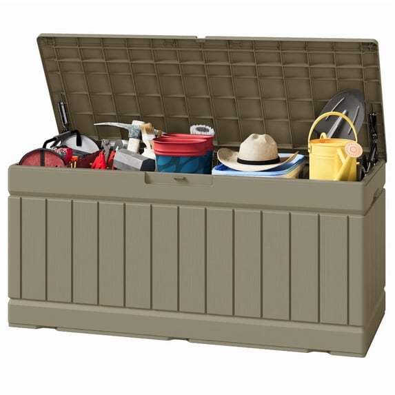 Homall 82 Gallon Outdoor Storage in Resin Deck Box Lockable Deck Box, Beige