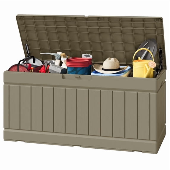 Homall 82 Gallon Outdoor Storage in Resin Deck Box Lockable Deck Box, Beige