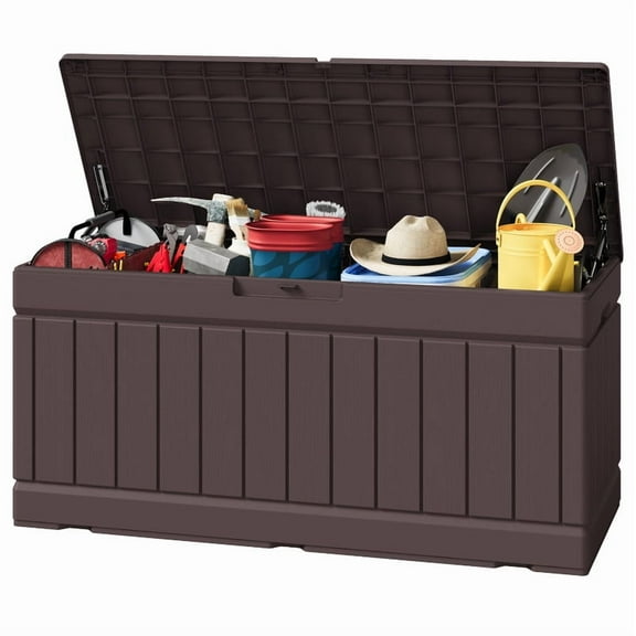 Homall 82 Gallon Outdoor Storage in Resin Deck Box Lockable Deck Box, Brown