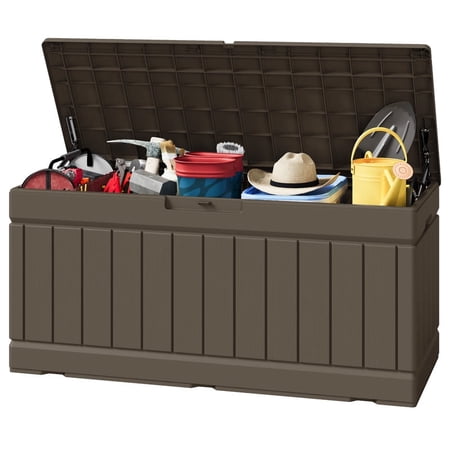 Homall 82 Gallon Outdoor Storage in Resin Deck Box Lockable Deck Box, Brown
