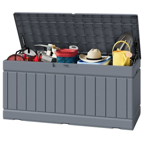 Homall 82 Gallon Outdoor Storage in Resin Deck Box Lockable Deck Box, Gray