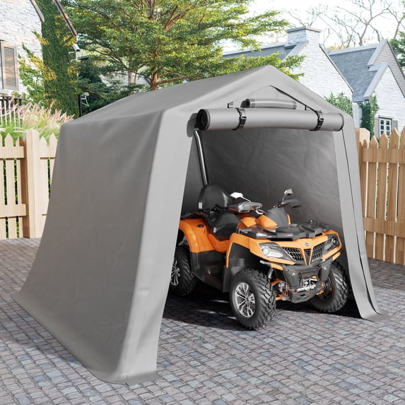 Homall 8X8 ft Storage Tent Outdoor Portable Shelter Shed for Motorcycle, Waterproof and UV Resistant, Anti-Snow Carport with Rolled up Zipper Doors and Vents,Gray
