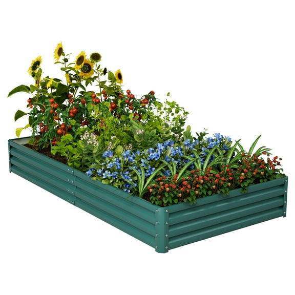 Homall 8x4x1 FT Galvanized Raised Garden Bed Planter Raised Beds Outdoor Garden Boxes Large Metal Planter Box Steel Kit for Vegetables Flowers Herb