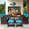 thumbnail image 1 of Homall 9 Pieces Outdoor Dining Sets Patio Rattan Conversation Set Space Saving Wicker Chairs with Glass Table,Blue, 1 of 7