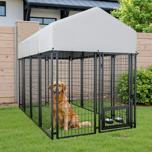 Homall 94.5”D×51.2”W×66.9”H Outdoor Dog Cage for Small/Medium/Large Dogs Dog Kennel with UV-Resistant Waterproof Roof Cover for Outside Heavy Duty Dog Fence,Large