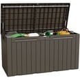 thumbnail image 1 of Homall 98 Gallon Deck Box with Lockable Lid, Waterproof Outdoor Storage Container for Patio, Garden & Backyard, Brown, 1 of 7
