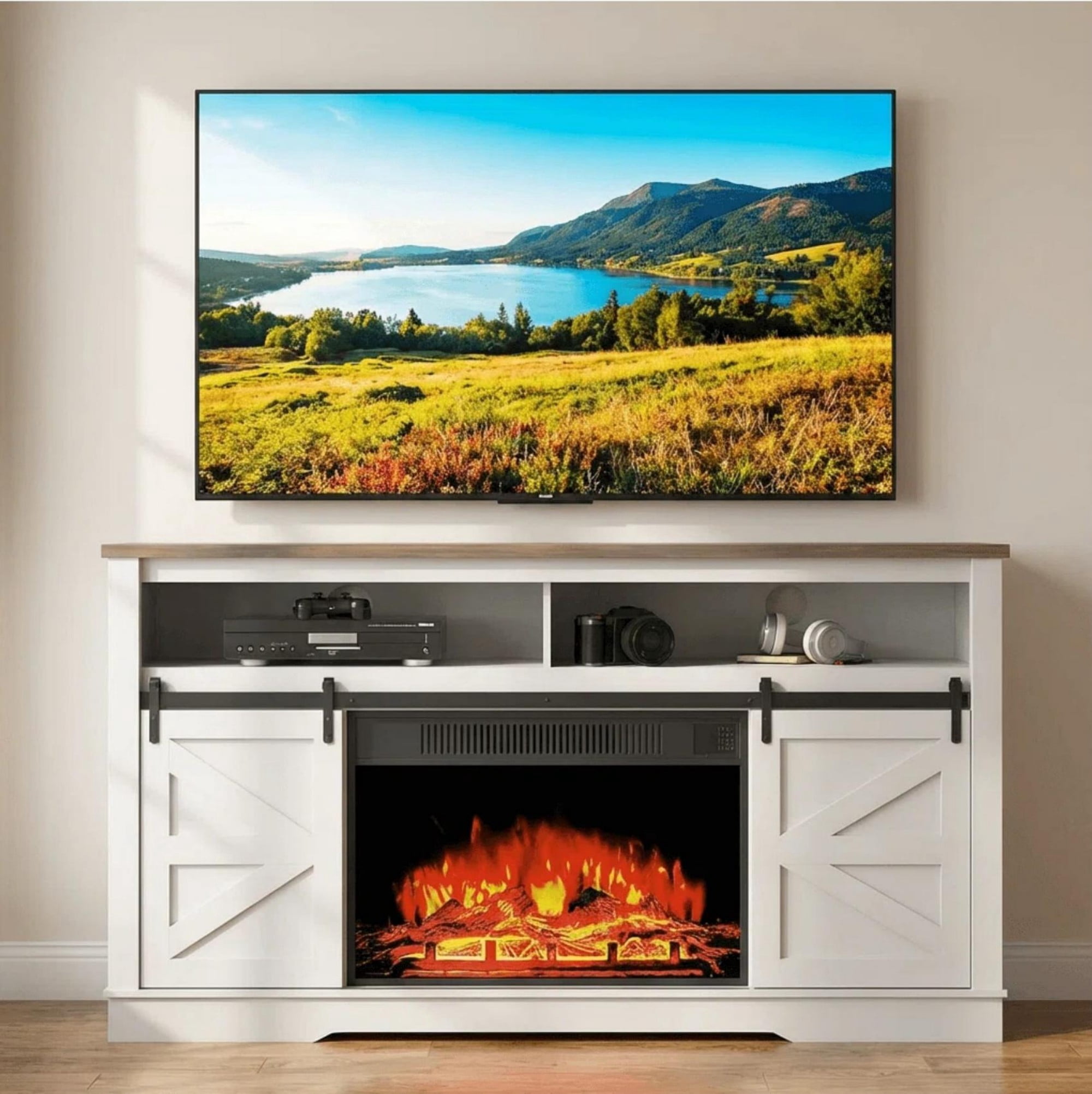 Homall Adjustable Television Stands, Fiberboard White, 59.00 x 15.70 x 32.00 Inches, 136.28 lb