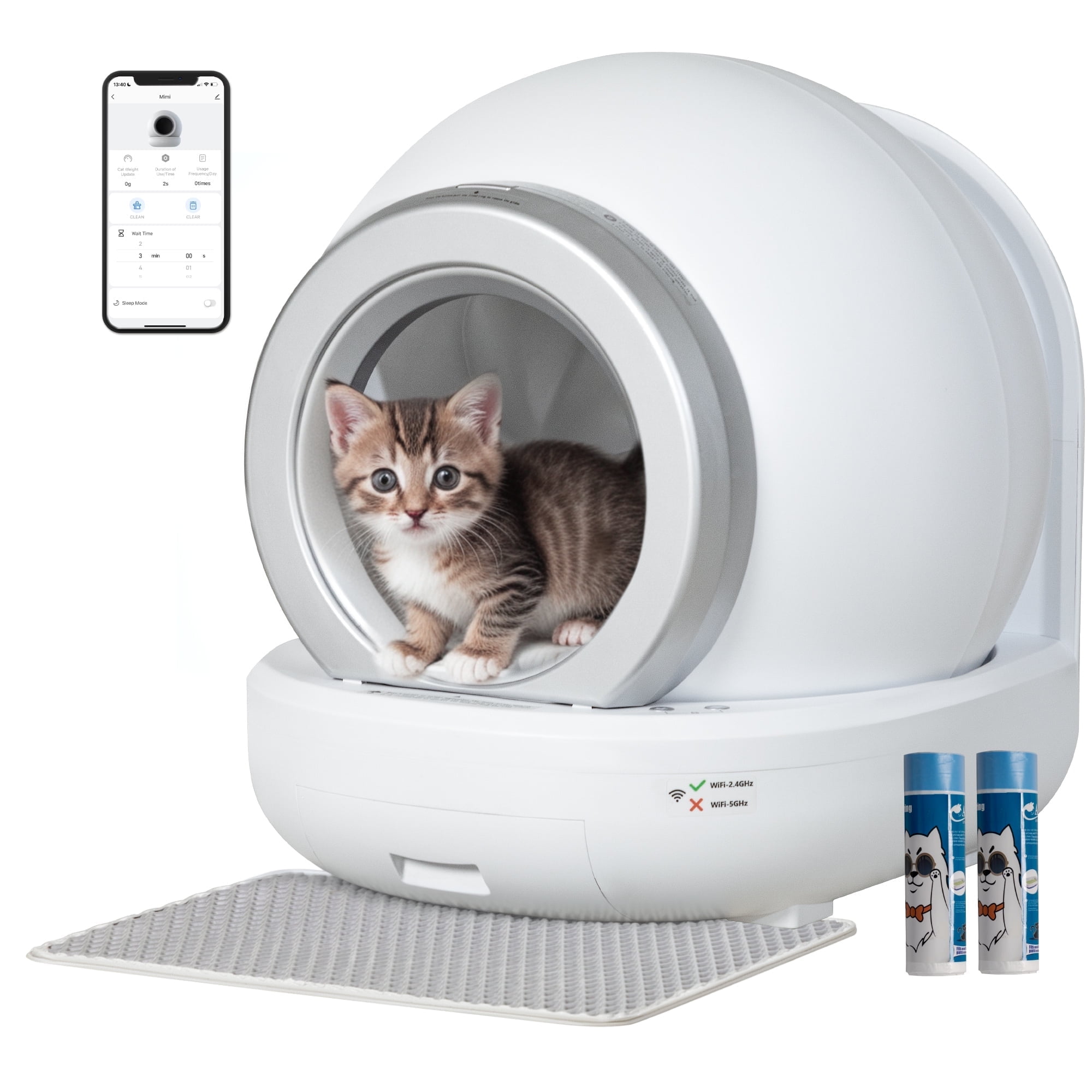Walmart sales :  Homall Automatic Self-Cleaning Cat Litter Box with Plastic Pad, Smart Cat Litter Box with APP Control, White