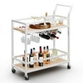 thumbnail image 1 of Homall Bar Cart Home Industrial Mobile Bar Cart with Wine Rack, Glass Holder and Wood Storage Shelves for Living Room, Kitchen, Party, White, 1 of 7