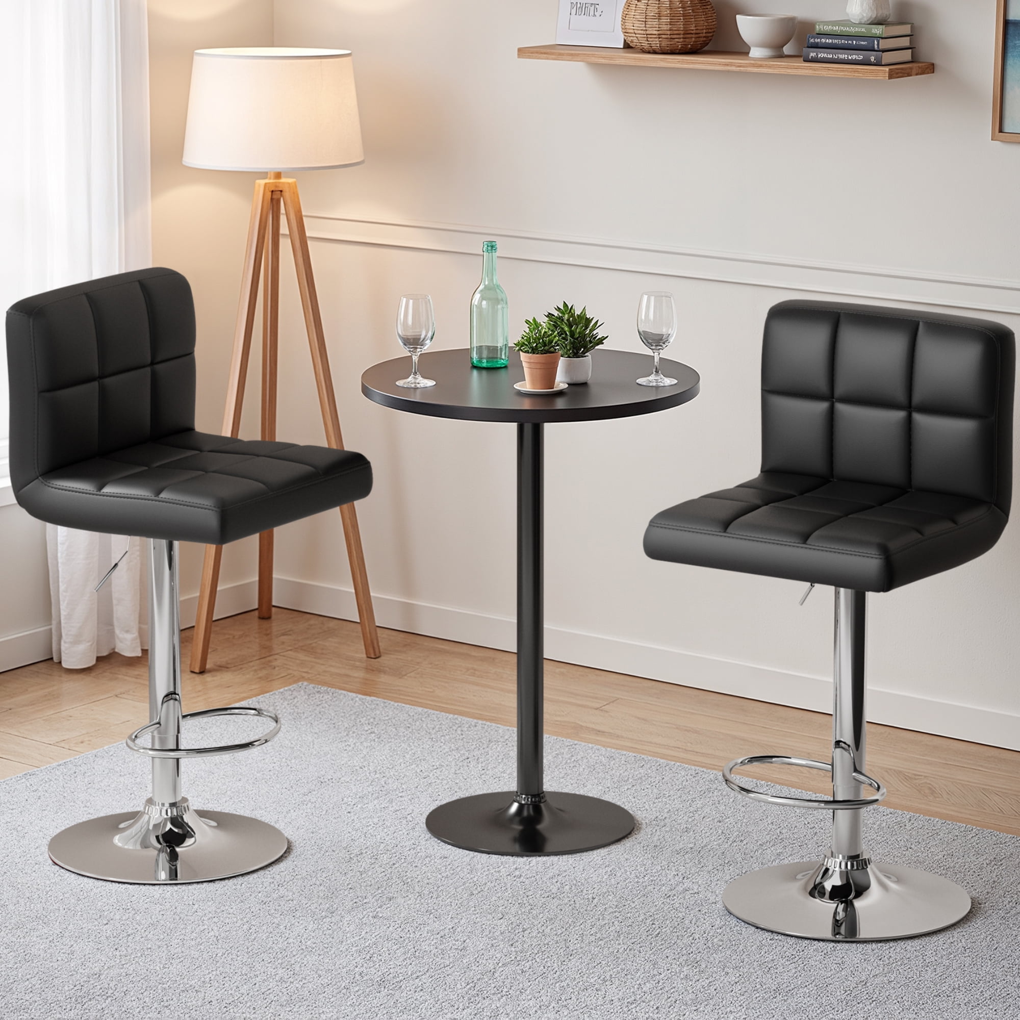 Homall Bar Stools Set of 2, Adjustable Height, Swivel with Back