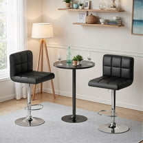 Homall Bar Stools Set of 2 Modern PU Leather Hydraulic Kitchen Counter Square Island Height Adjustable Swivel Barstool with Back, Black