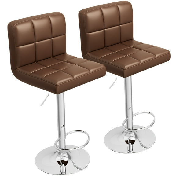 Homall Bar Stools Set of 2 PU Leather Counter Height Adjustable Swivel Barstool with Back for Kitchen, Brown
