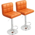 thumbnail image 1 of Homall Barstool Set of 2 PU Leather Height Adjustable Swivel Bar stools, Hydraulic Kitchen Counter Square Island Bar Stool With Back,Orange, 1 of 7