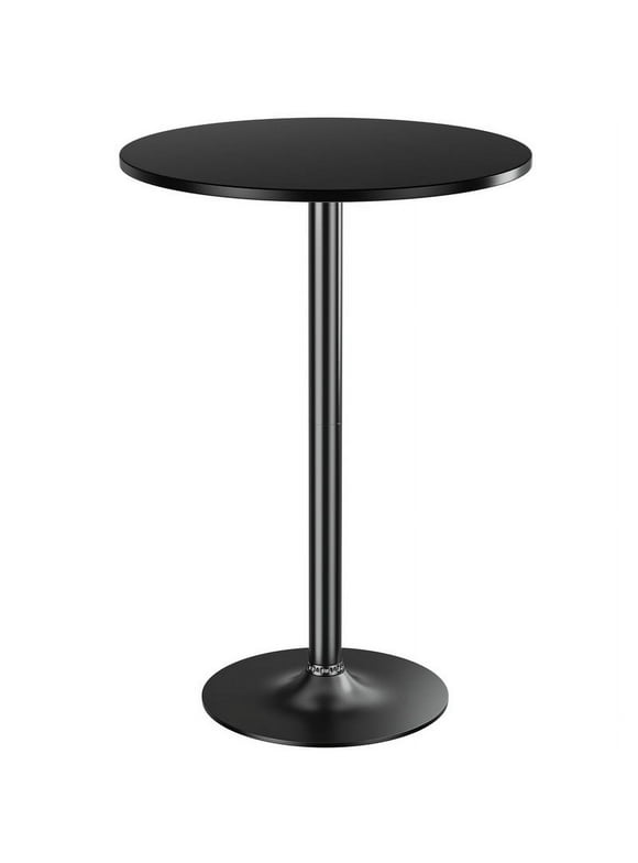 Homall Bistro Pub Table Round Bar Height Cocktail Table Metal Base MDF Top Obsidian Table with Black Leg 23.8-Inch Top, 39.5-Inch Height, Black