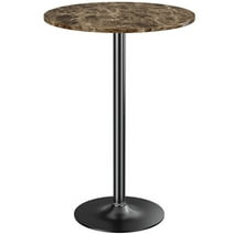 Homall Bistro Pub Table Round Bar Height Cocktail Table Metal Base MDF Top Obsidian Table with Black Leg 23.8-Inch Top, 39.5-Inch Height, Faux Marble