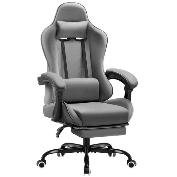 Homall Breathable Fabric Ergonomic Gaming Chair with Footrest, Gray