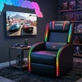 thumbnail image 1 of Homall RGB LED Lights Gaming Massage Recliner Chair Racing Style Single Living Room Sofa Ergonomic Home Theater Seating with Massage Lumbar Support, Red, 1 of 8