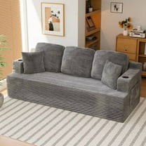 Homall Cloud Boneless Modern Couch Fluffy Group Sofas & Couches With two Cup Holder for Family,Gray
