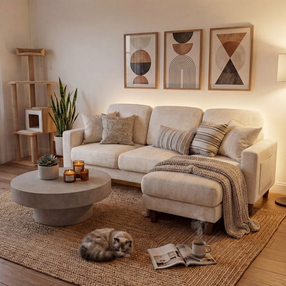 Homall Cloud Modular Sectional Sofa 3 Seat L-Shaped Cloud Oversized Sofa Couch for Living Room, Apartment and Small Space,Beige