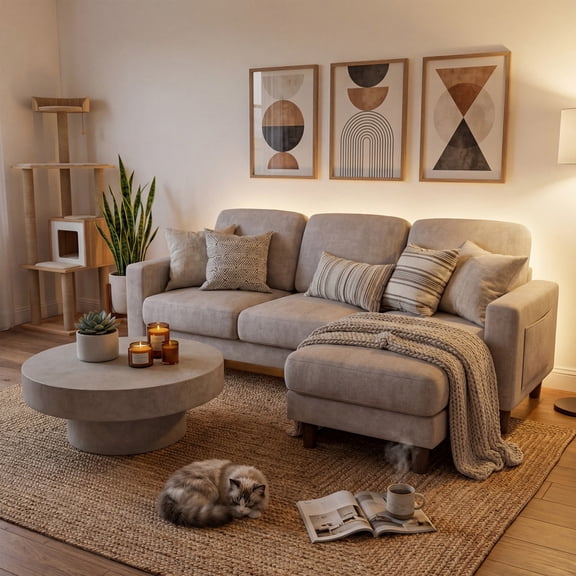 Homall Cloud Modular Sectional Sofa 3 Seat L-Shaped Cloud Oversized Sofa Couch for Living Room, Apartment and Small Space,Gray