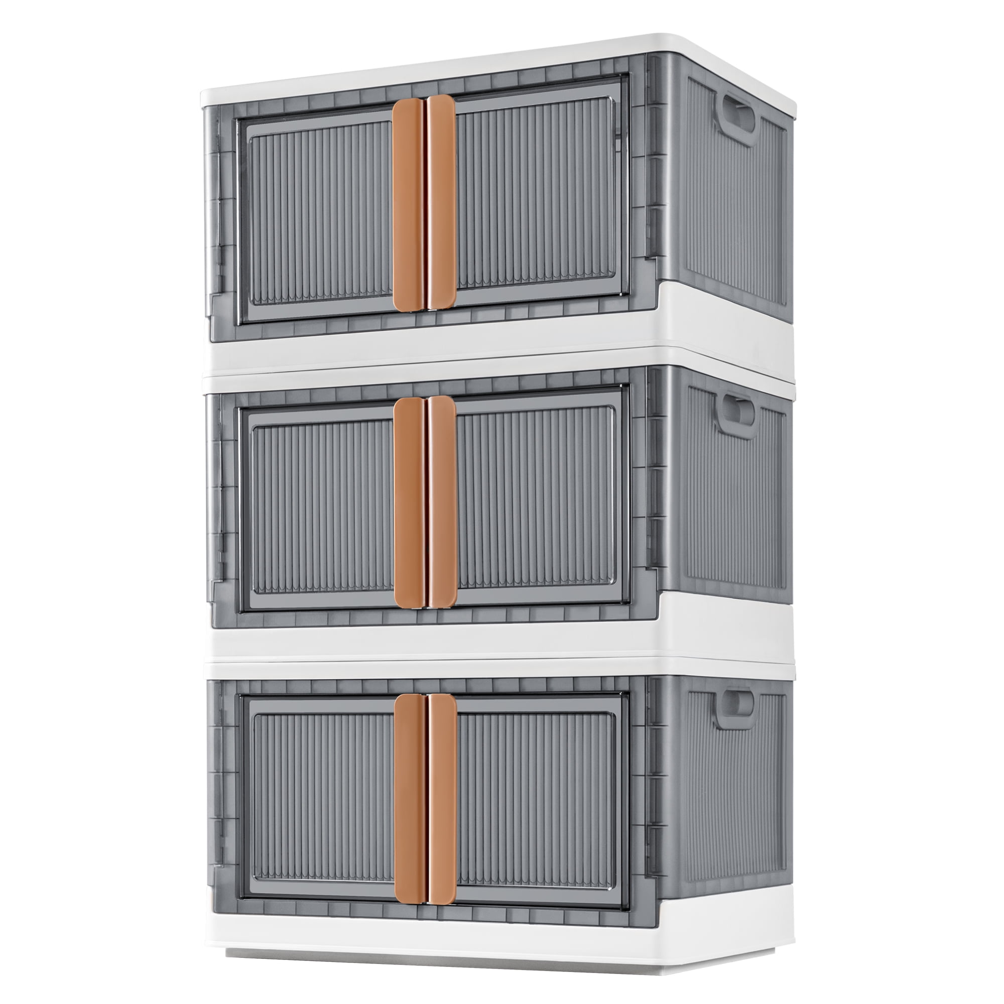 Karramlili Extra Large Storage Bins with Lids - 27Gal Plastic Storage Bins with Doors, 3 Packs Stackable Storage Bins for Closet Organizers and Storage, Folding