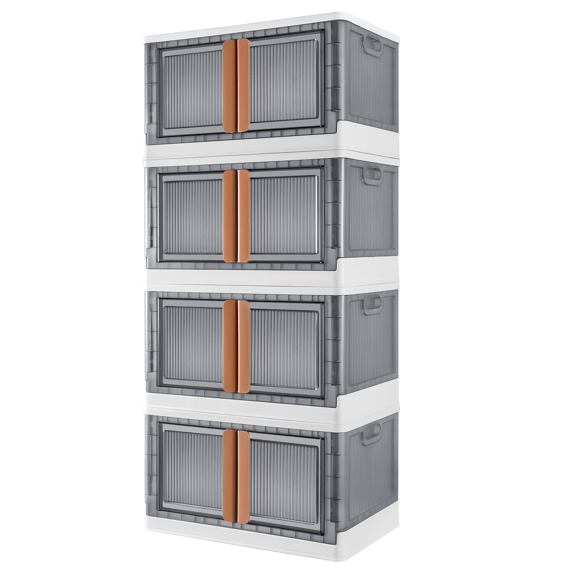Storage Bins with Lids- Plastic Storage Bins for Clothing Storage,20 Gal  Folding Storage Box ,White Stackable Storage Bins with Wheels,Double Door