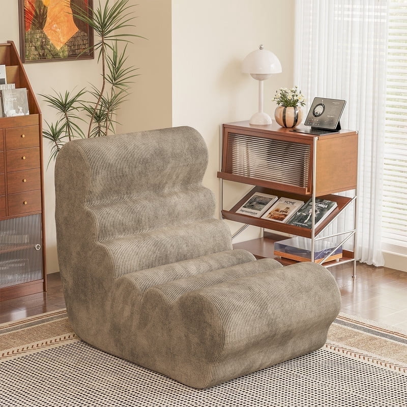 Homall Teddy Plush Bean Bag Chair for Adults – Soft Sponge-Filled Lounge Seat, Comfortable Floor Chair for Living Room and Bedroom, Brown