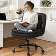 thumbnail image 1 of Homall Cross Legged Wide Seat Office Chair with Wheels, Office Armless Desk Chair, Modern Swivel Computer Task Chair Height Adjustable Vanity Chair,PU Leather,Black, 1 of 7