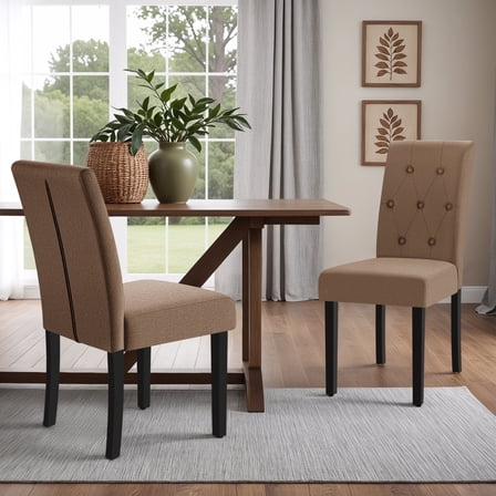 Homall Dining Chairs Set of 2,Modern Upholstered Fabric Dining Chairs,Kitchen,Dining Room Wooden Chairs (Brown)