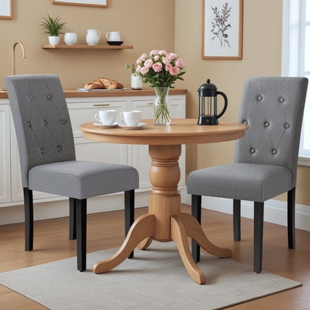 Homall Dining Chairs Set of 2,Modern Upholstered Fabric Dining Chairs,Kitchen,Dining Room Wooden Chairs (Gray)