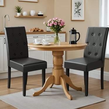 Homall Dining Chairs Set of 2,Urban Style PU Leather Dining Chairs,Kitchen,Dining Room Wooden Chairs, Black