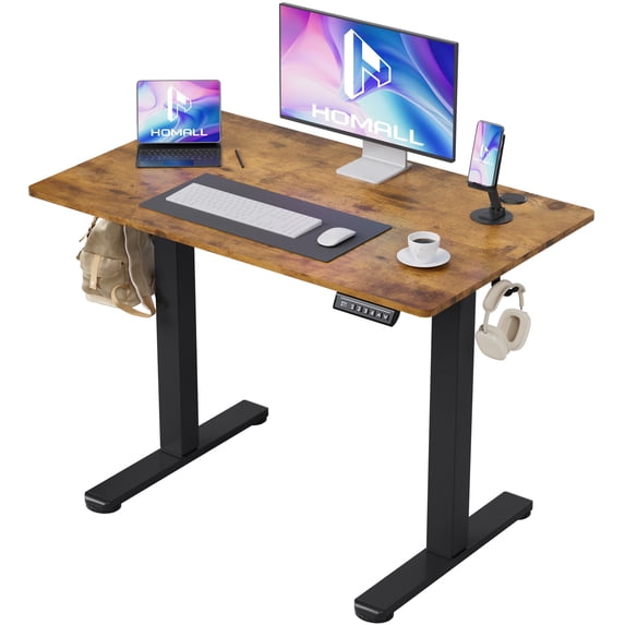 Homall Electric Standing Desk, 40”x24” Height Adjustable Desk with Memory Preset and Phone Stand,Brown