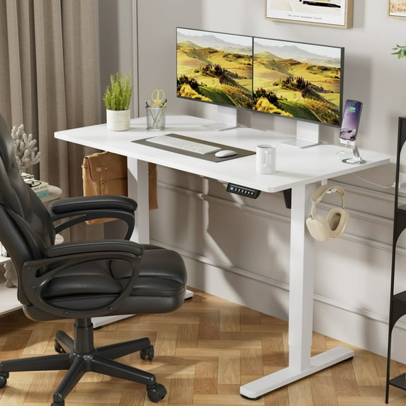 Homall Electric Standing Desk, 45”x24” Height Adjustable Desk with Memory Preset and Phone Stand, White
