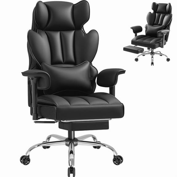 Homall Ergonomic Executive Office Desk Chair 500 lbs Capacity High Back with Footrest Lumbar Support Reclining Adjustable Height & Swivel Wheels,Black