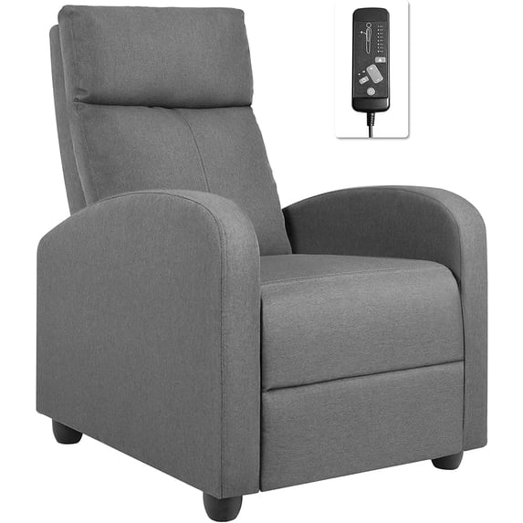 Homall Fabric Massage Chair Adjustable Reclining Chairs Home Theater Sofa Modern Recliners, Gray
