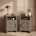 thumbnail image 1 of Homall Farmhouse End Tables Set of 2 with Shelf and Door, Wood Bedside Tables Nightstands for Bedroom Living Room, Gray, 1 of 9