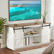 Homall TV Stand for 65 inch, Entertainment Center Featuring a Storage Cabinet and Sliding Barn Door, Designed for Living Room and Bedroom Settings, Medieval Modern Style Media Control Table,white