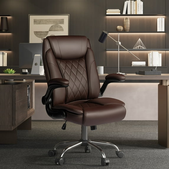 Homall Faux Leather Office Chair Adjustable Height Desk Chair Ergonomic Chair, Brown