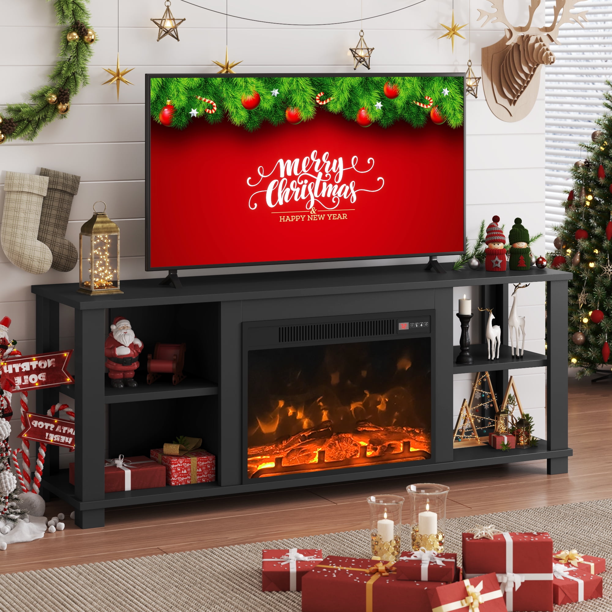 Homall Heated Fireplace Television Stand Black For TVs Up To 65 homall-heated-fireplace-television-stand-black-for-tvs-up-to-65
