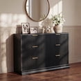 thumbnail image 1 of Homall Fluted 6 Drawers Dresser for Bedroom, 48" Modern Chest of Drawers with Metal Handle, Wood Closet Storage Organizer for Living Room, Black, 1 of 7