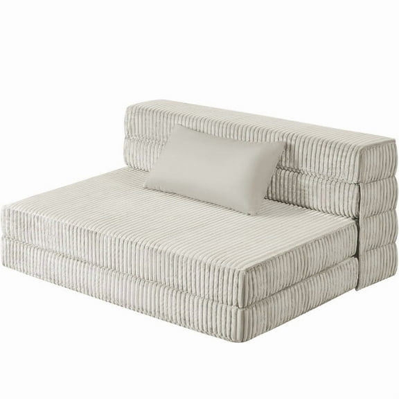 Homall Fold Sofa Bed Couch with Pillow Futon Convertible Sleeper Chair Bed for Guest Beds/Upstairs Loft/Apartment,Beige