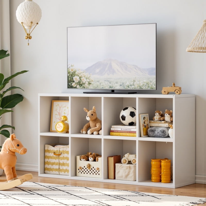 Homall Footless 8-Cube Standing Bookshelf,Suitable for Living rooms, Offices,and Study Rooms,White