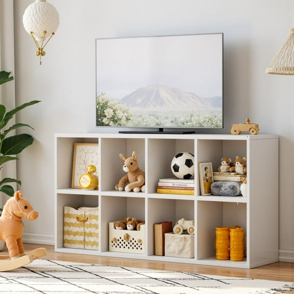 Homall Footless 8-Cube Standing Bookshelf,Suitable for Living rooms, Offices,and Study Rooms,White