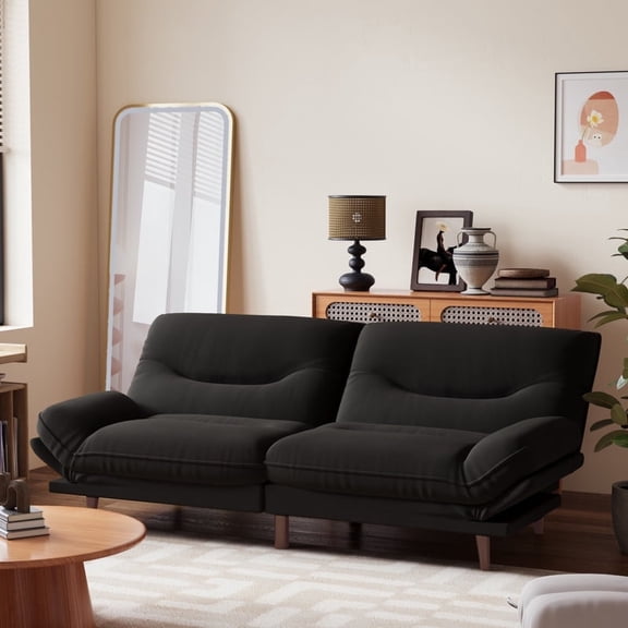 Homall Futon Sofa Bed with Adjustable Backrest & Five Angles Adjustable Armrests Sofa Couch for Small Spaces Living Room Office,Fabric Black