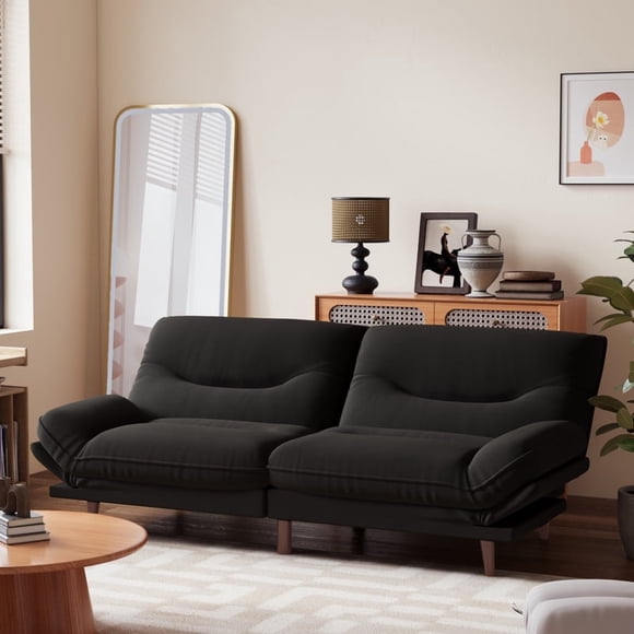 Homall Futon Sofa Bed with Adjustable Backrest & Five Angles Adjustable Armrests Sofa Couch for Small Spaces Living Room Office,Fabric Black