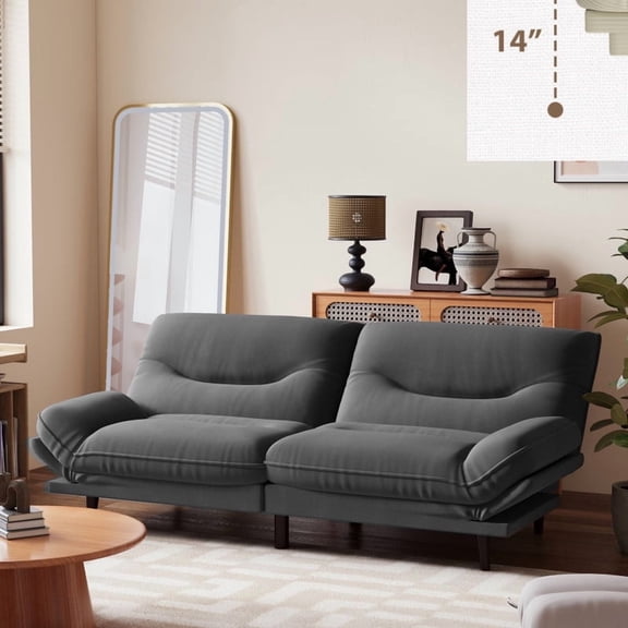 Homall Futon Sofa Bed with Adjustable Backrest & Five Angles Adjustable Armrests Sofa Couch for Small Spaces Living Room Office,Fabric Dark Gray