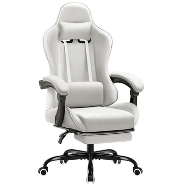 Homall Breathable Fabric Ergonomic Gaming Chair with Headrest and Footrest, White