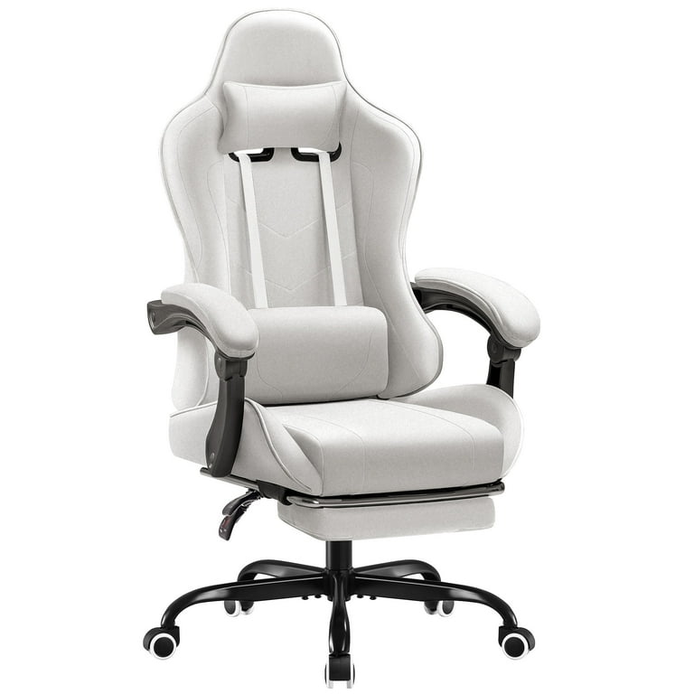 Homall Reclining Gaming Chair Breathable Fabric Ergonomic with Lumbar Support White Walmart